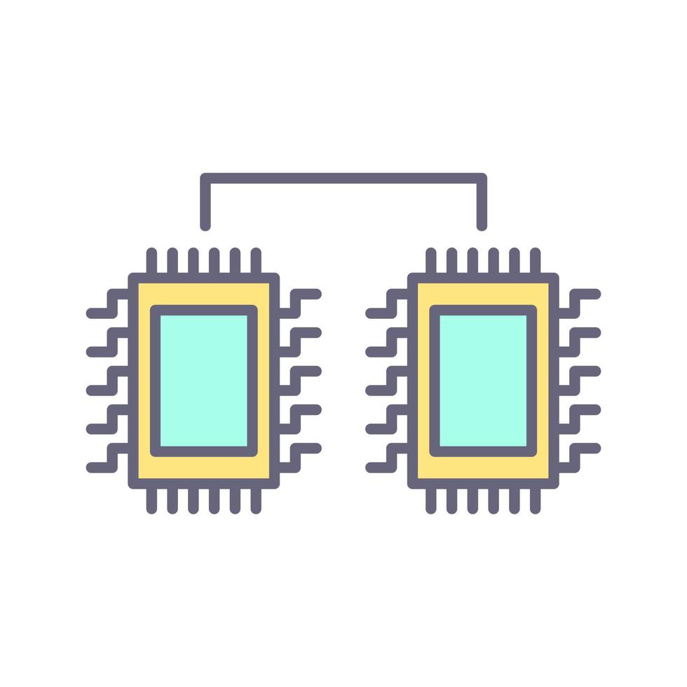 procesadores conectados vector icono