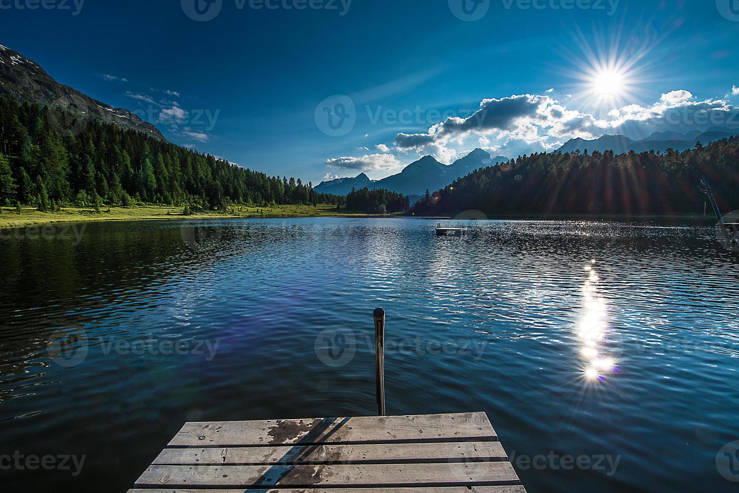Mountain lake in Switzerland photo