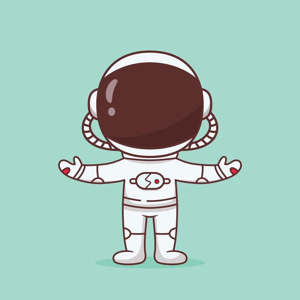 lindo astronauta agitando la mano vector ilustración de dibujos animados