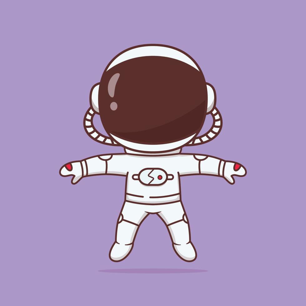 lindo pequeño astronauta flotante ilustración de dibujos animados vector