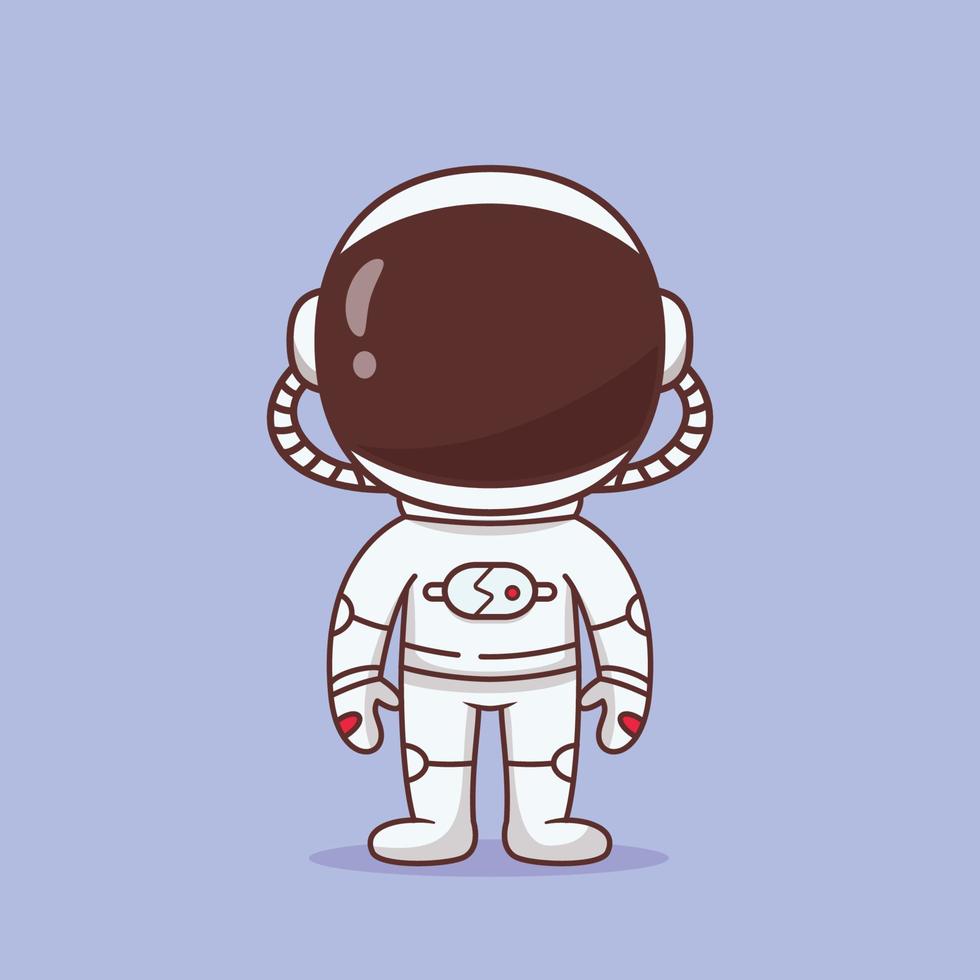 Astronaut in full space suit cartoon illustration vector