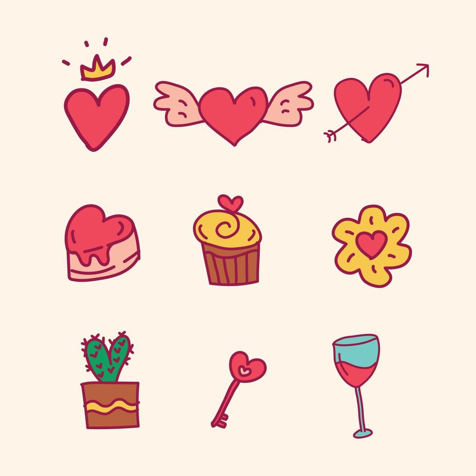 Handdrawn Valentine day element Collection vector