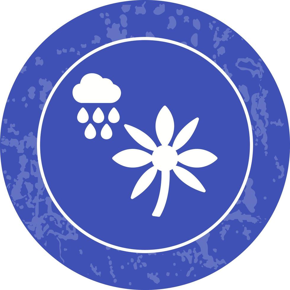 flor con icono de vector de lluvia