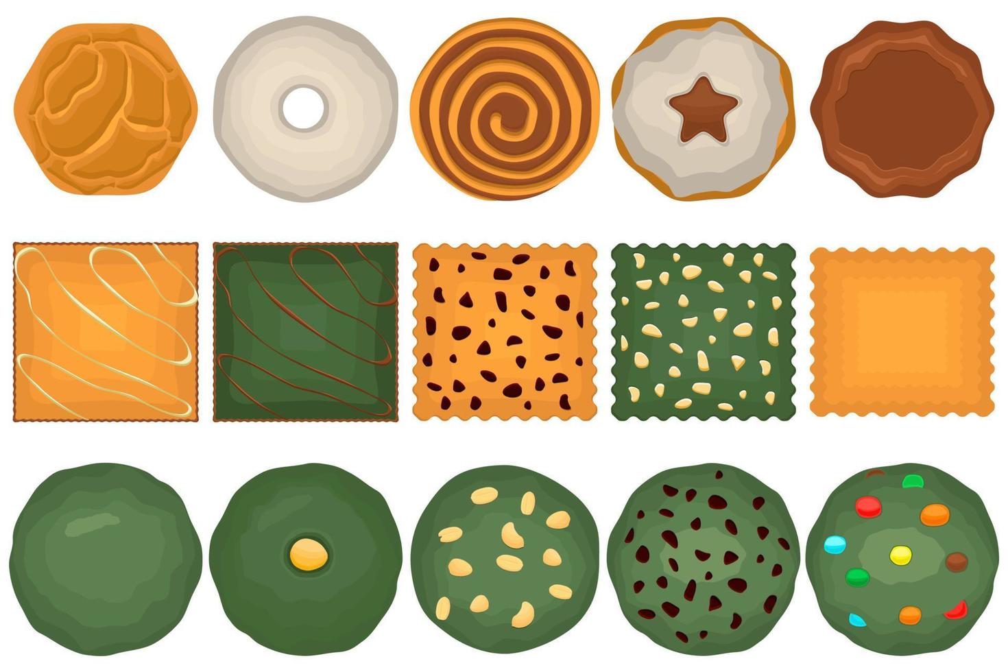 Big set homemade cookie different taste in pastry biscuit vector