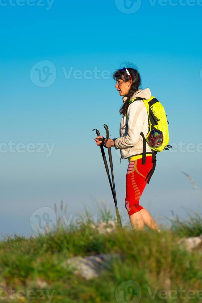 Rest on Nordic walking a girl photo