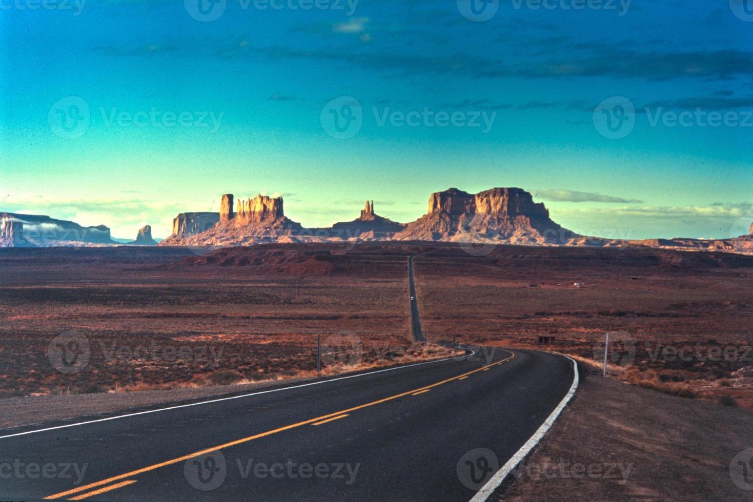 Scan of old slide depicting the famous road to Monument Valley in Arizona - Utah photo