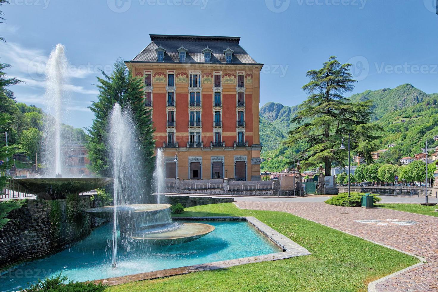 Fountains in San Pellegrino Terme with the Grand Hotel photo