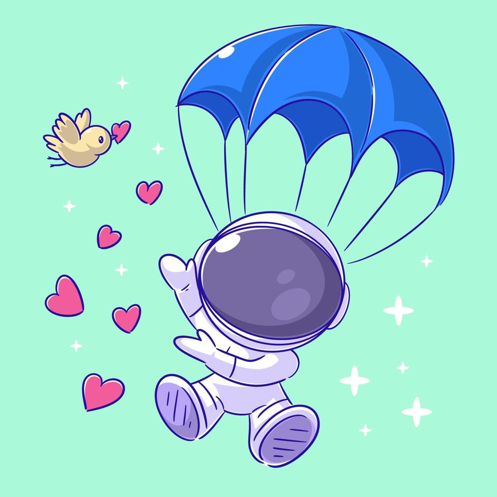 Astronaut is skydiving and spreading love vector