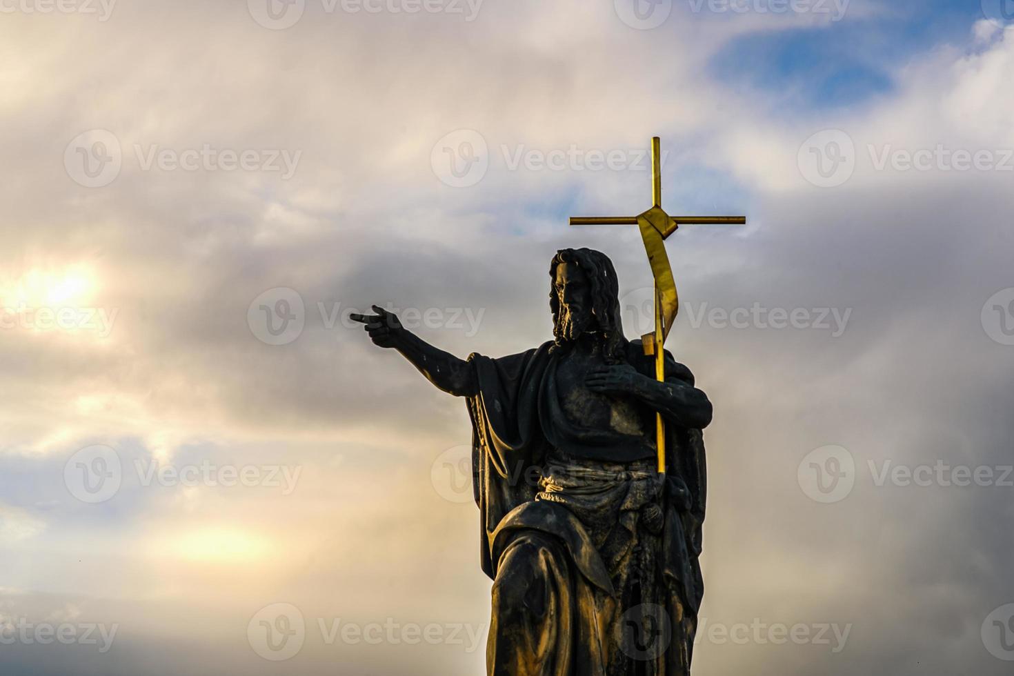 Historic Jesus on the old Prague Cemetery, Czech Republic photo