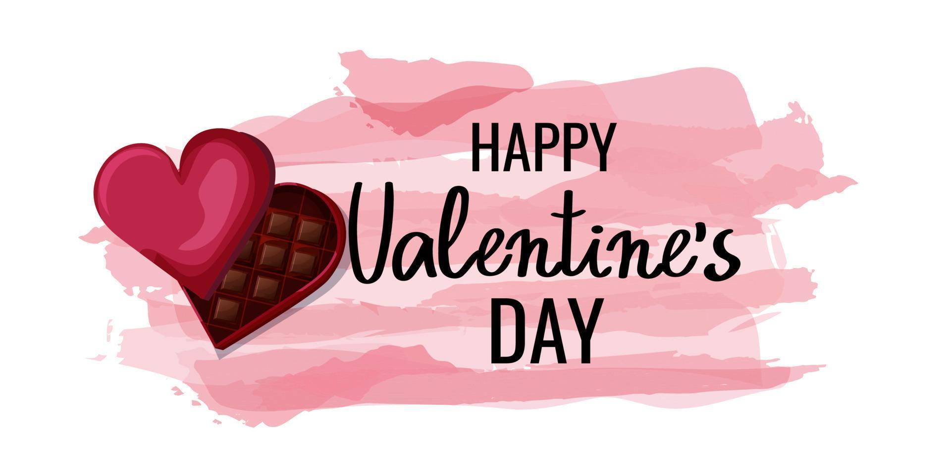 St. Valentine's Day. template for banner, postcard, advertising, on a white background with roses, chocolate, watercolor. vector illustration