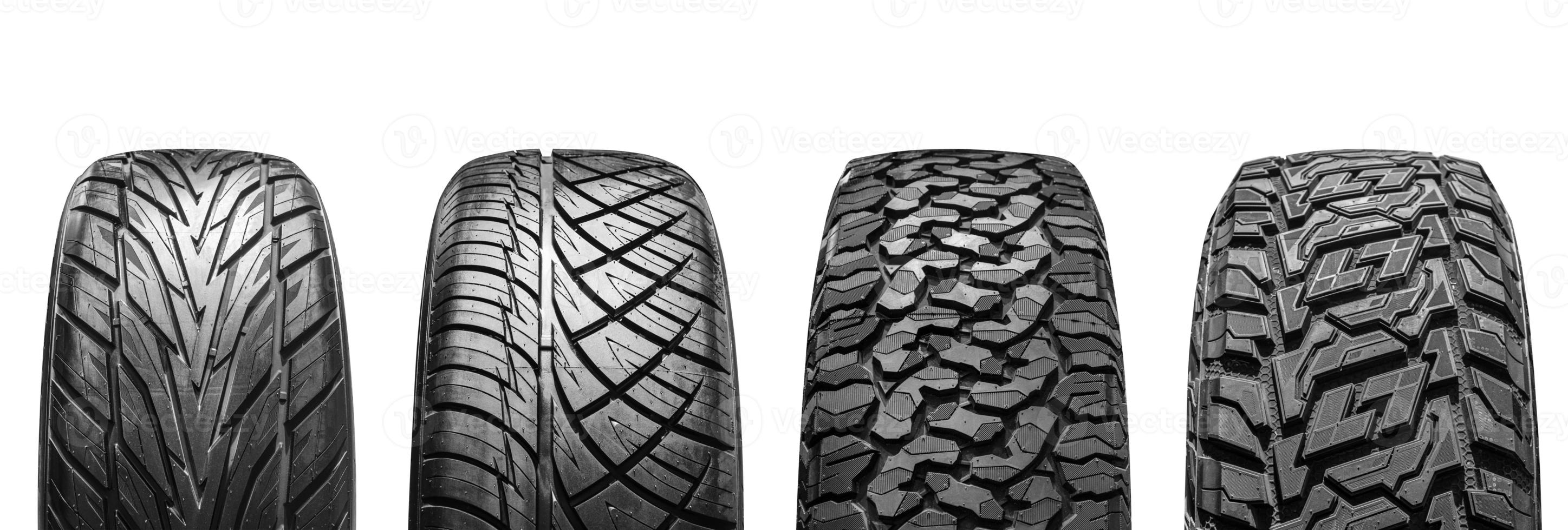 Off-road tire tread isolated on white background with clipping path photo