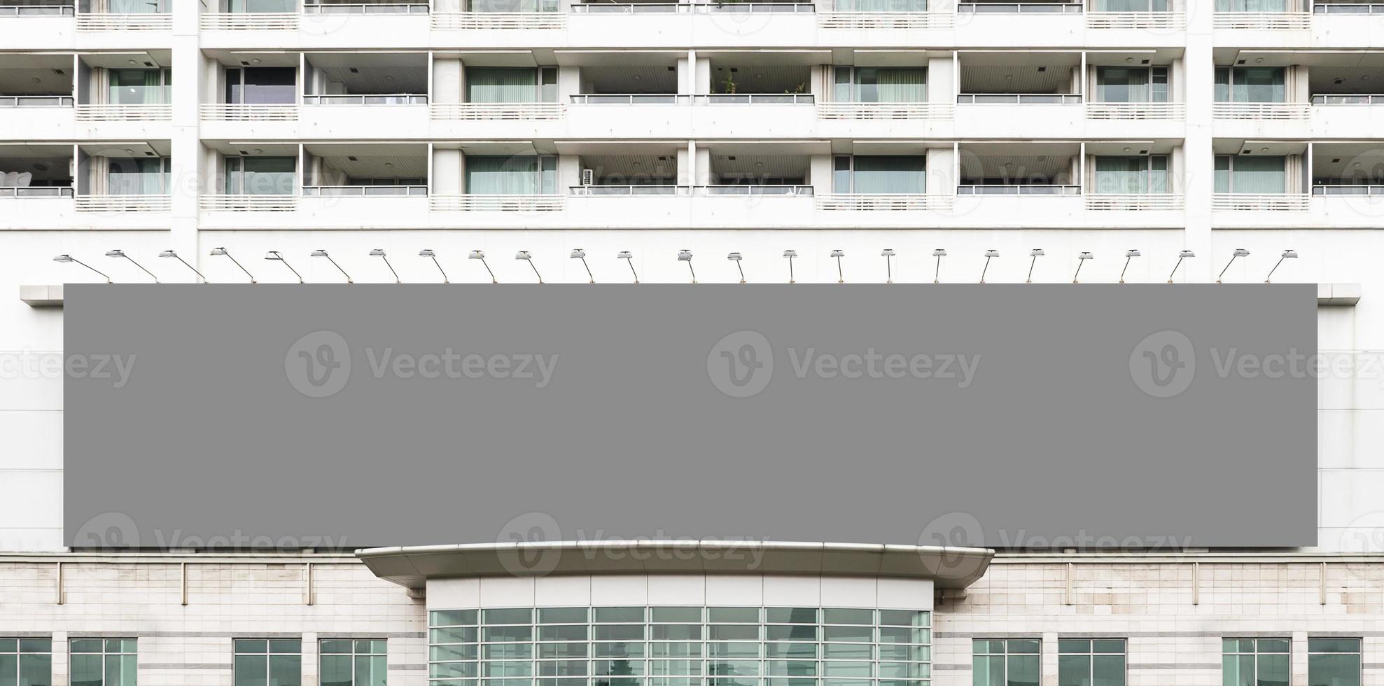 Mock up gray background billboard on building .clipping path for Mockup photo