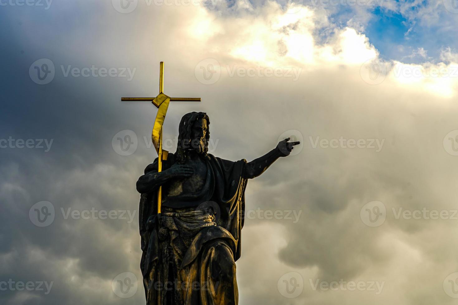 Historic Jesus on the old Prague Cemetery, Czech Republic photo