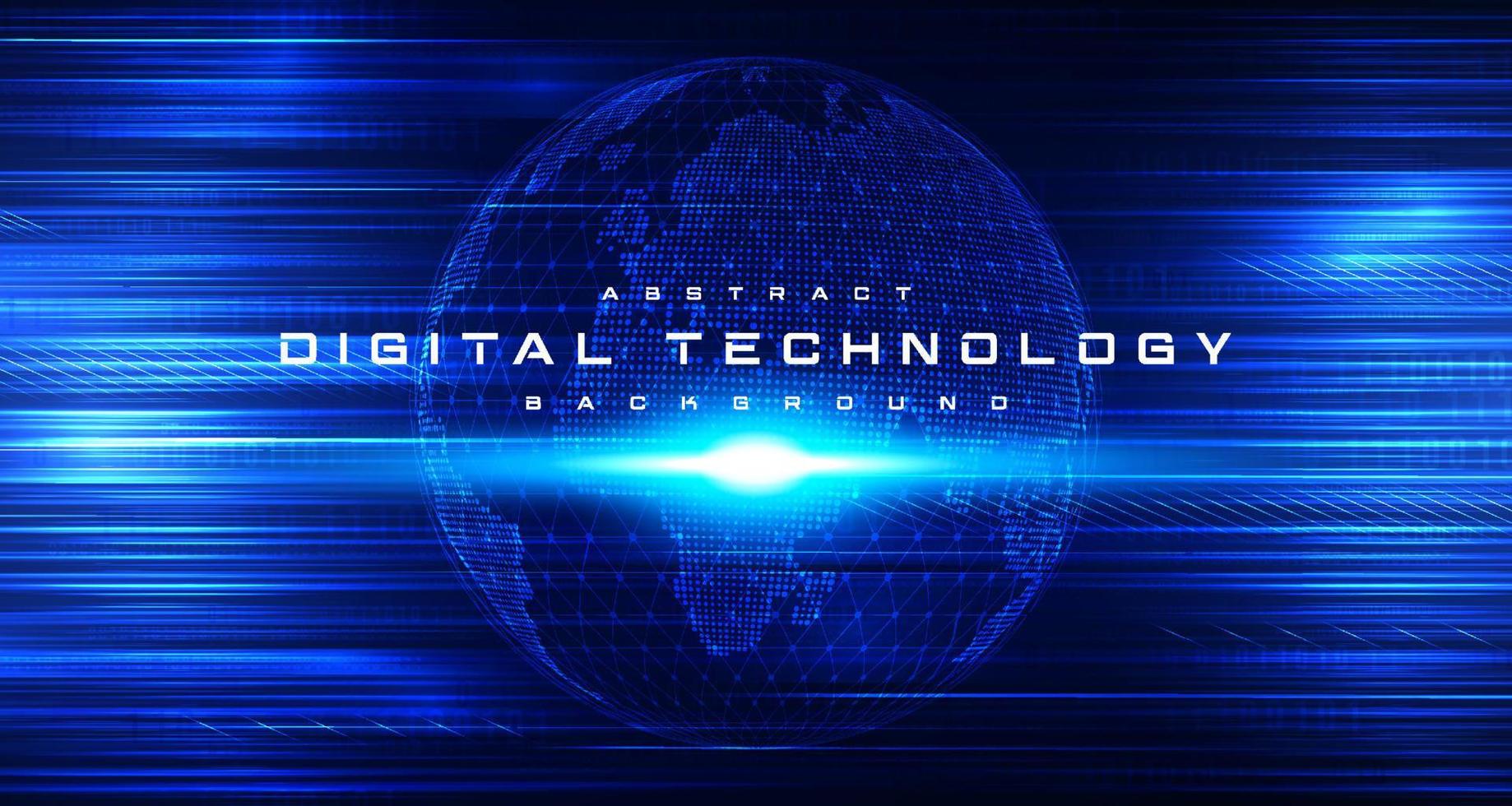 tecnología digital en todo el mundo red global conexión a internet fondo azul, tecnología cibernética abstracta mundo futurista del mapa del planeta, ai big data, innovación 5g futuro wifi inalámbrico, vector de ilustración