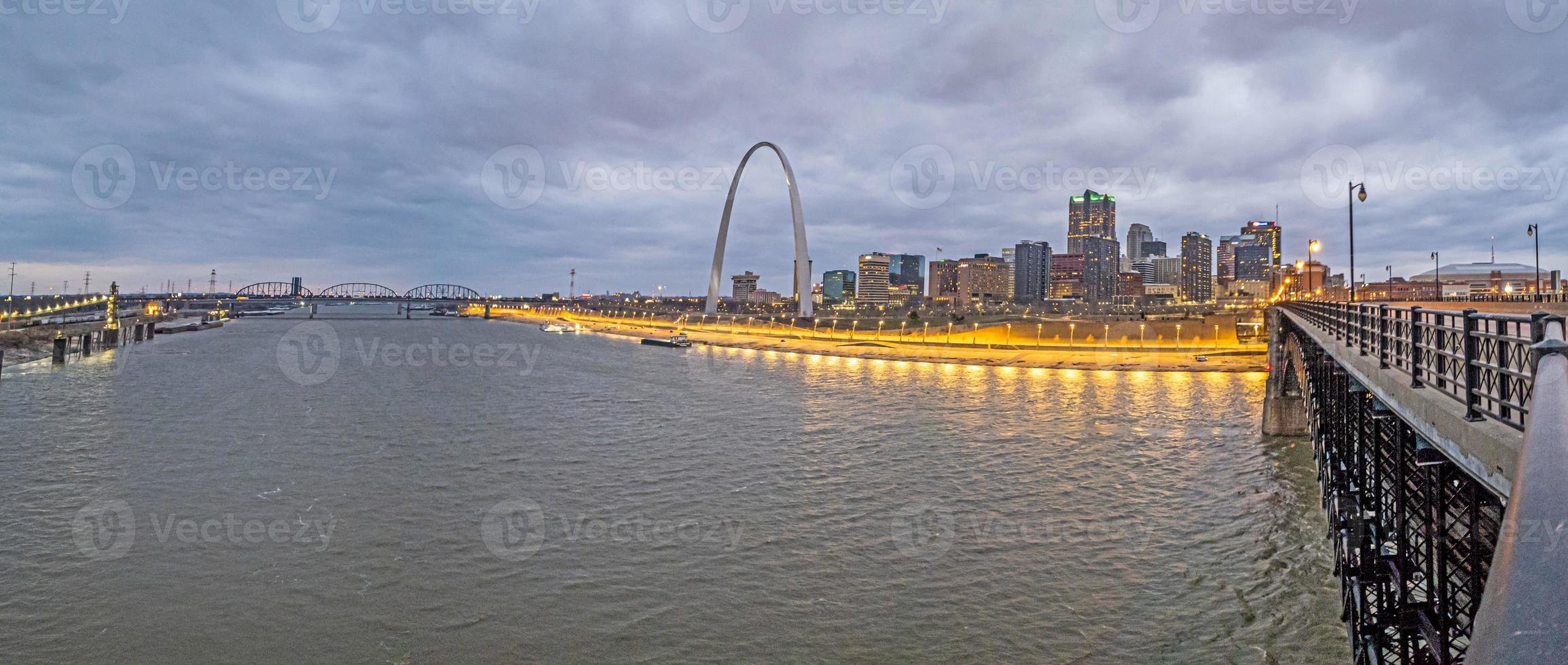 Panoramic view over the Mississippi River to the skyline of St. Louis photo