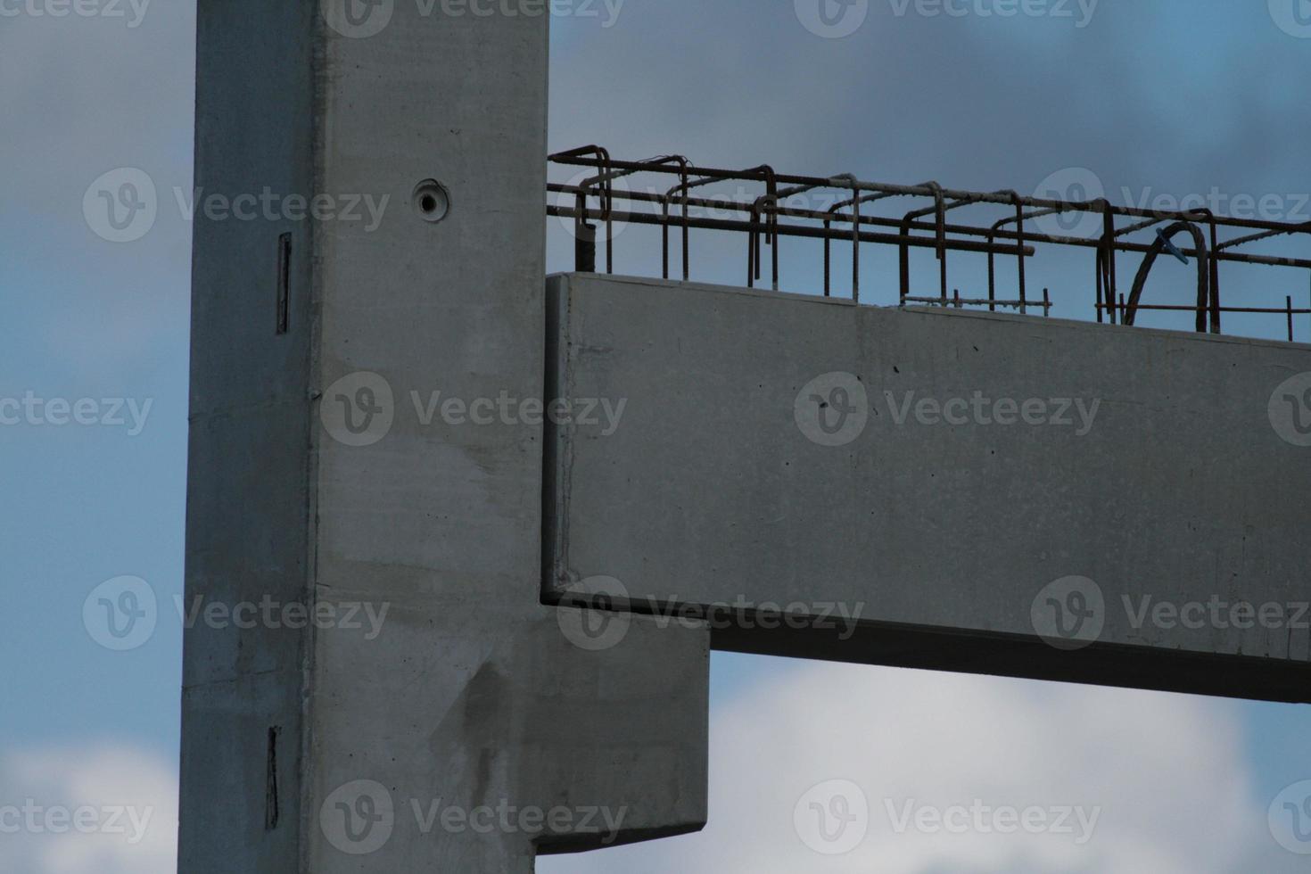 precast concrete elements on construction site during installation photo