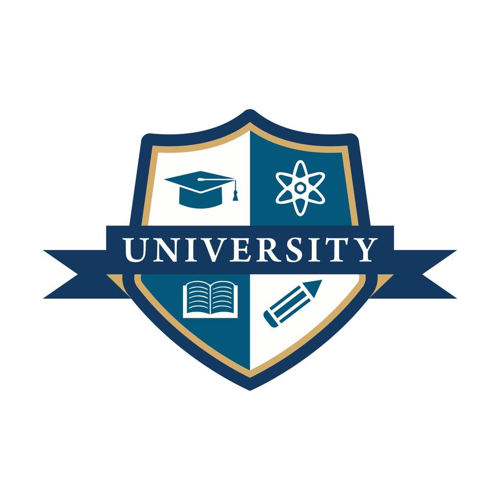 Imagen vectorial del diseño del logotipo de la insignia de la escuela universitaria universitaria. diseño del logotipo de la placa de educación. emblema de la escuela secundaria universitaria vector