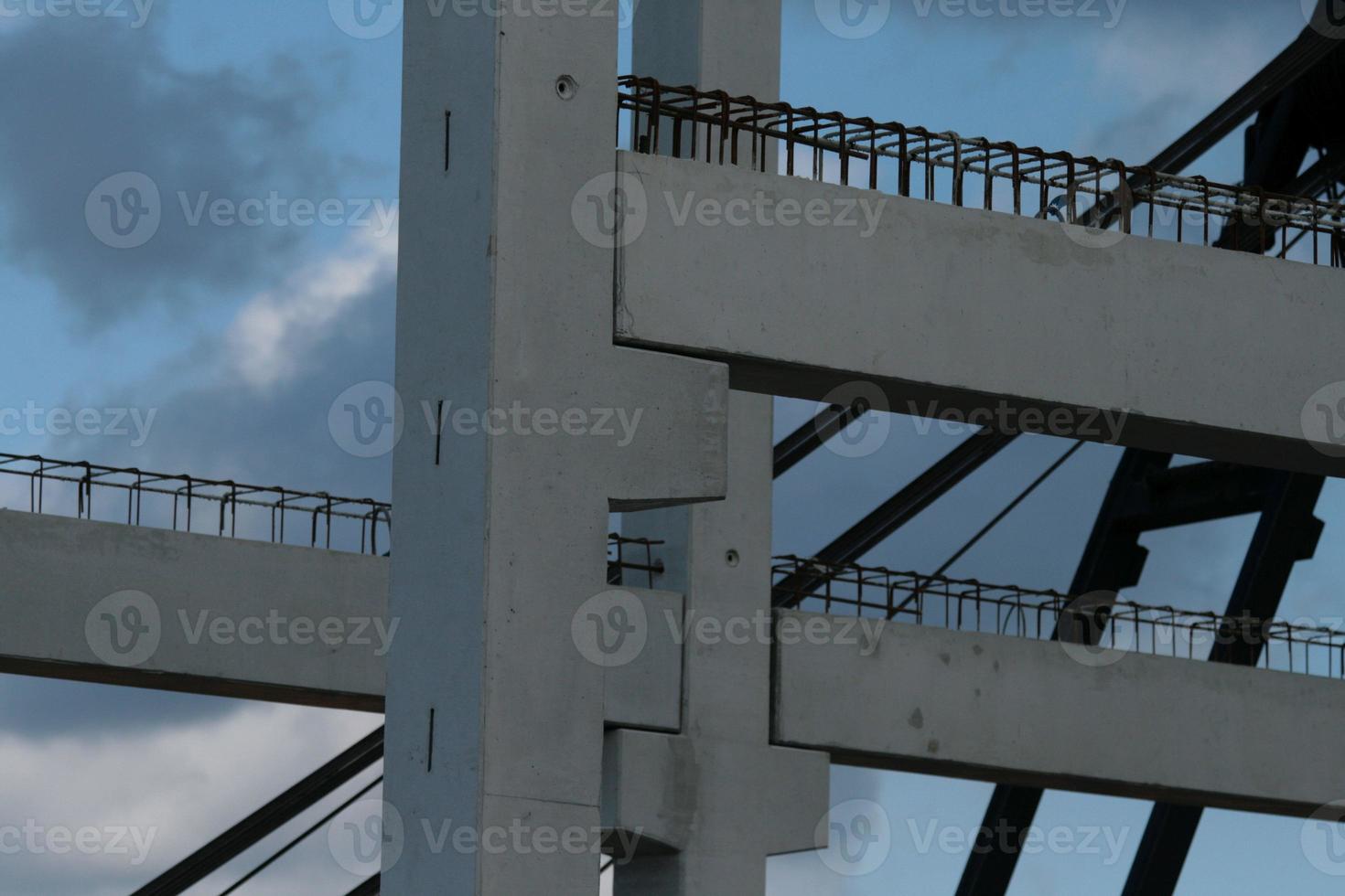 precast concrete elements on construction site during installation photo