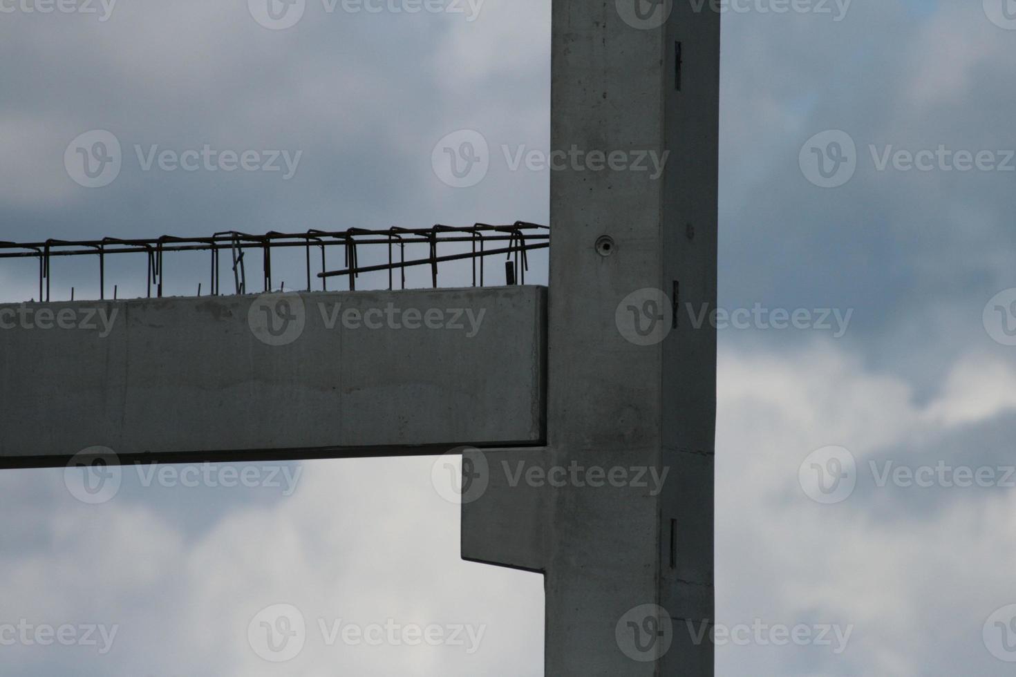 precast concrete elements on construction site during installation photo