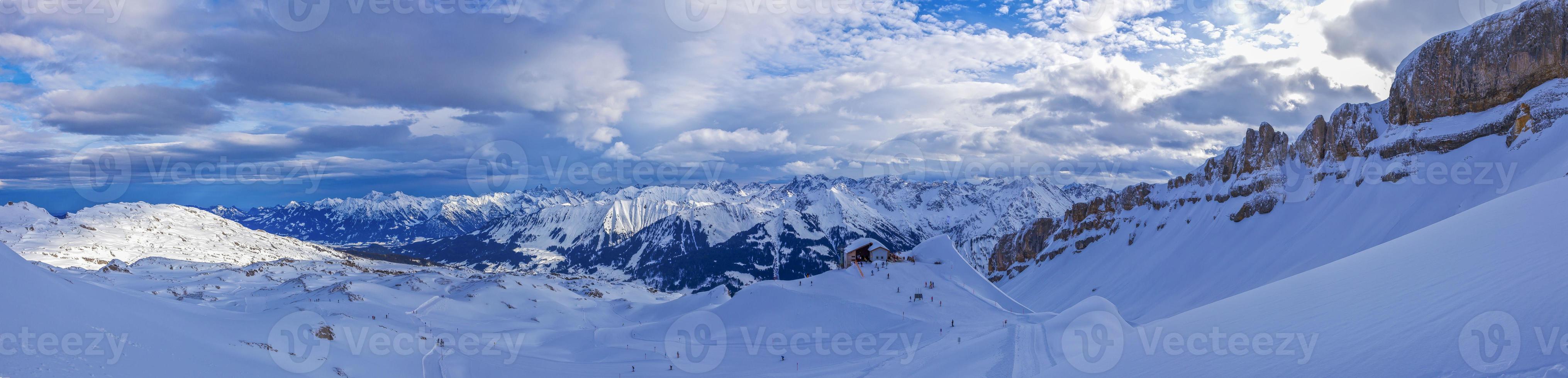 Panoramic picture over a skiing area in Austria photo