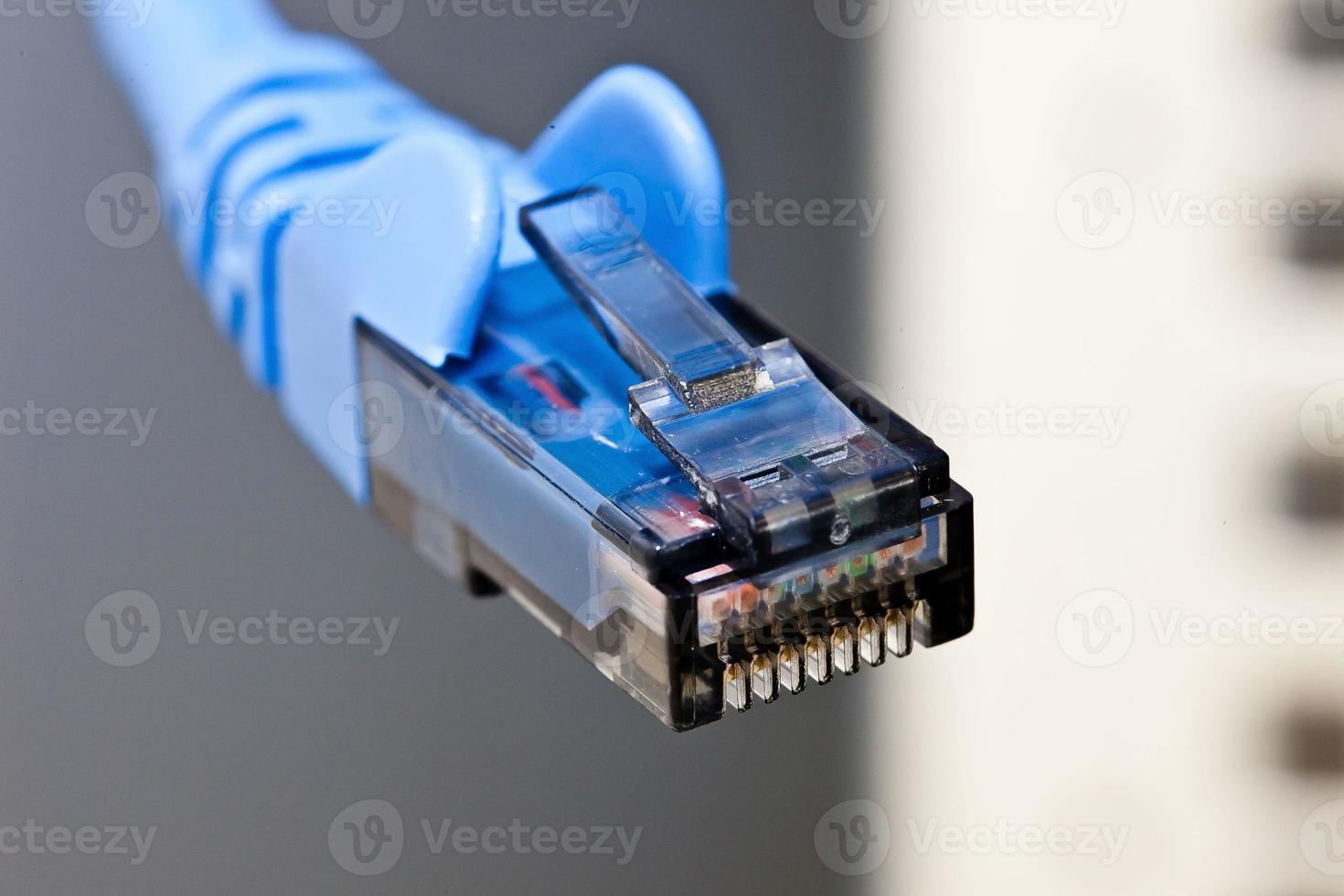 Close up picture of a LAN connector photo