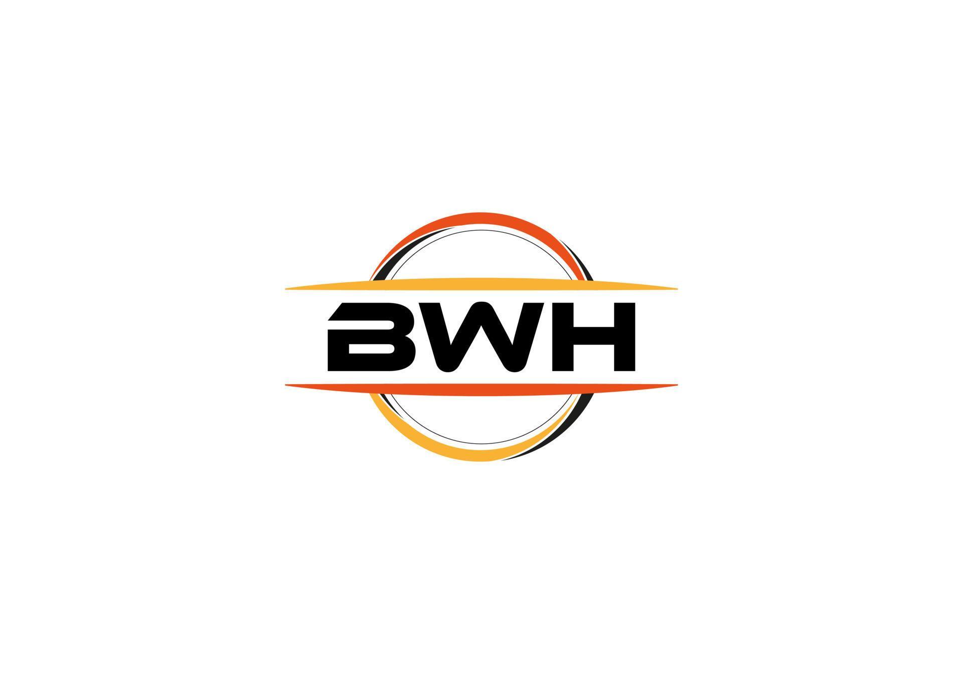 BWH letter royalty mandala shape logo. BWH brush art logo. BWH logo for
