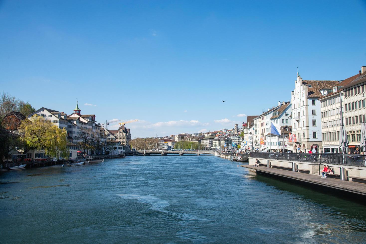 Zurich, Switzerland-April 17, 2018, View of Linderholf the old town of Zurich on Limmat river, Switzerland photo