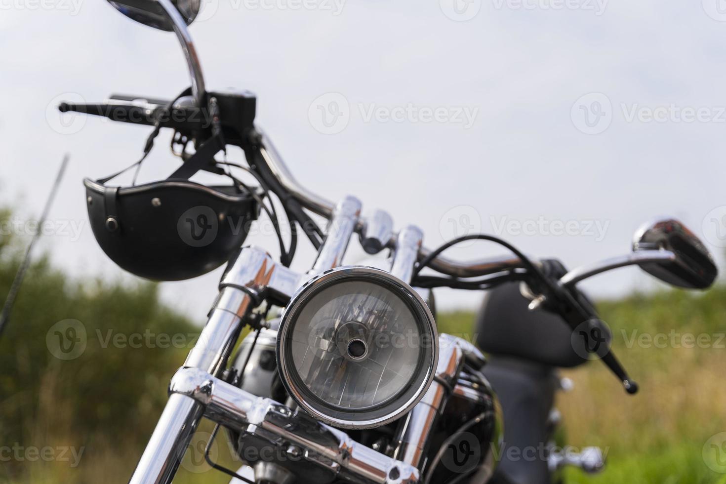 Motorcycle front view, motorcycle headlight, motorcycle front parts, shiny chrome photo