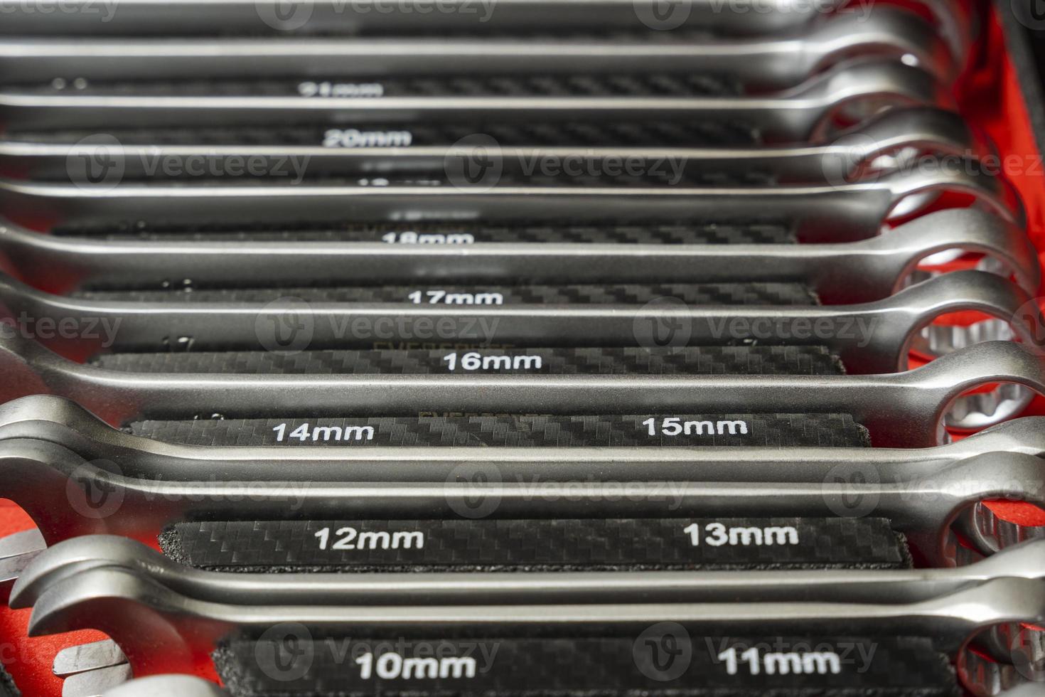 a set of professional wrenches in lodgments, end heads, ratchet wrench, torx, auto repair, auto and moto workshop photo