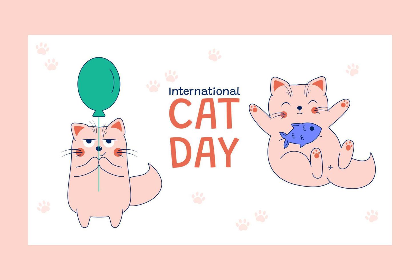 Hand-drawn banner template for International Cat Day vector