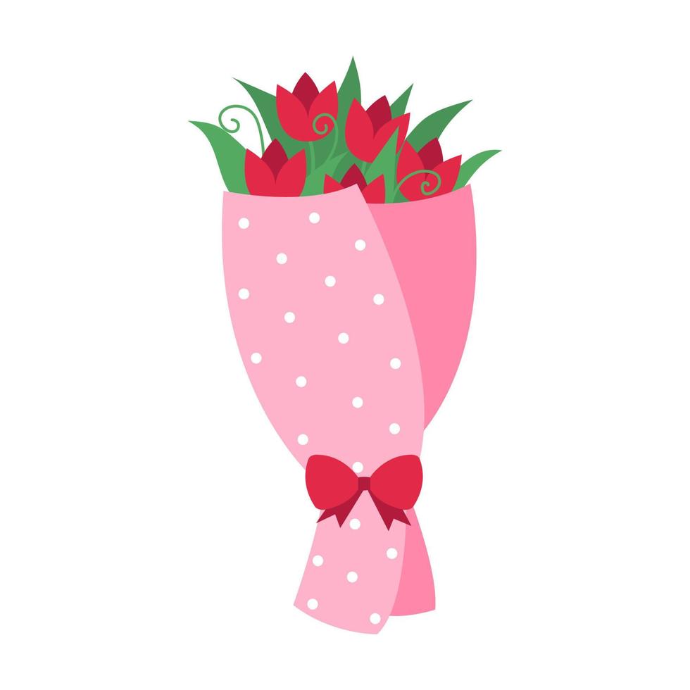 A bouquet of flowers. Congratulations happy birthday, Valentine's Day and International Women's Day. vector