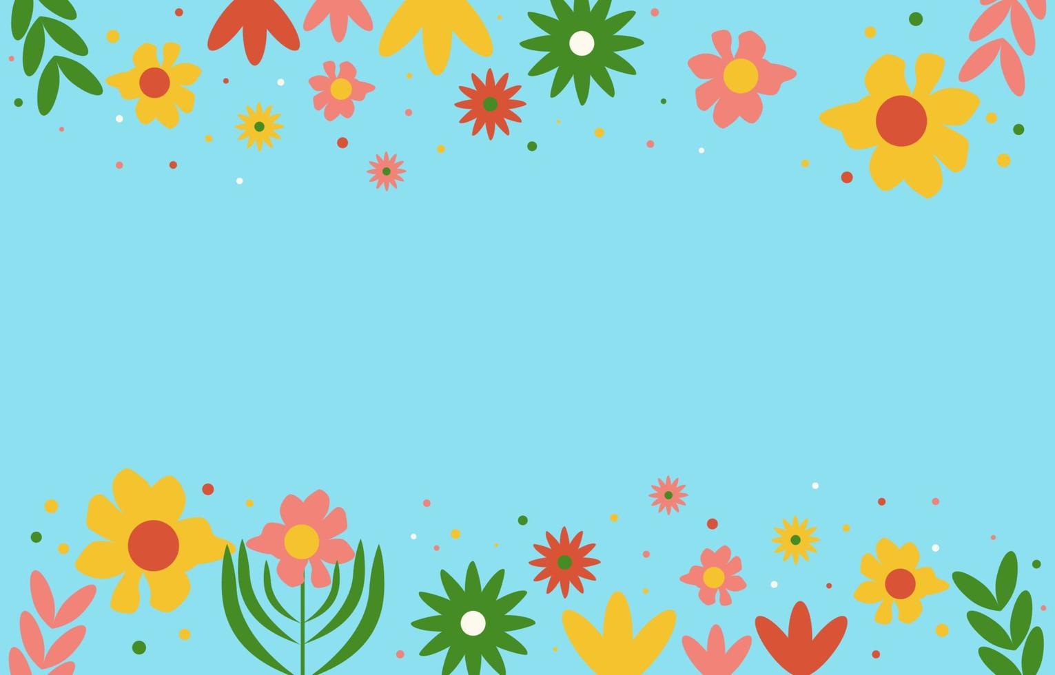 fondo de flores de colores. hermoso marco de flores florecientes en diseño retro vector