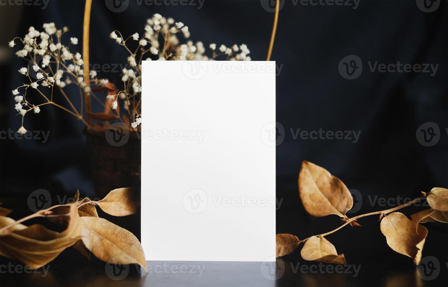 White card mockup, rustic style photo