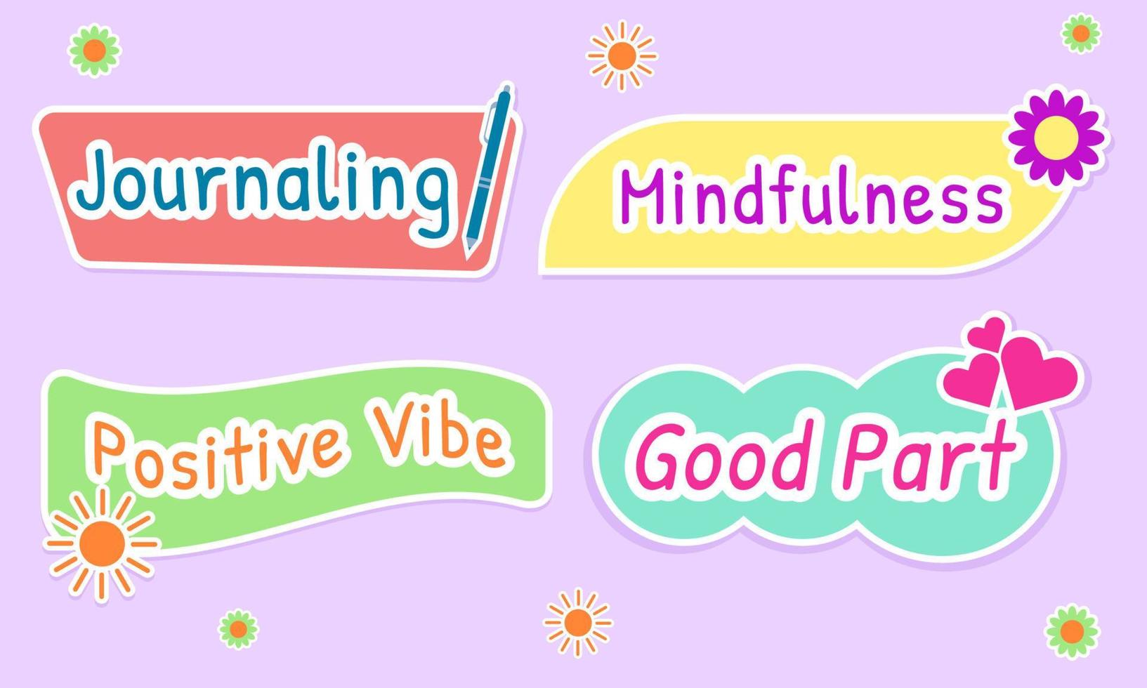 Mental health and self love flat stickers set vector