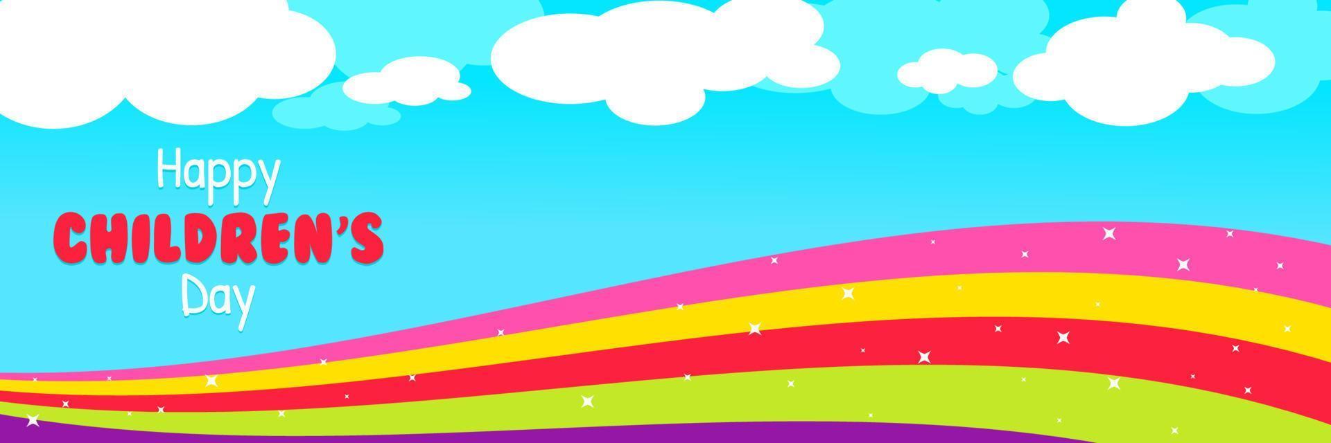 fondo de feliz día del niño con arco iris y nubes vector