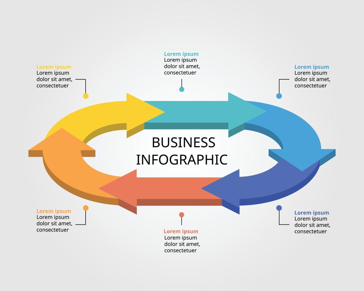 timeline arrow circle chart template for infographic for presentation for 6 element vector