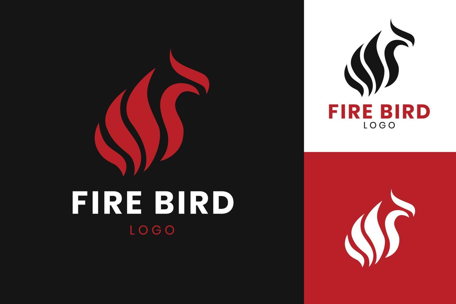 Fire liver red black white bird logo icon sign set concept simple elegant modern minimalist design vector