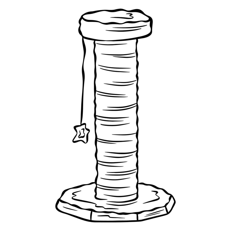 Cat scratching post. Wooden pole for pet's claw point. vector