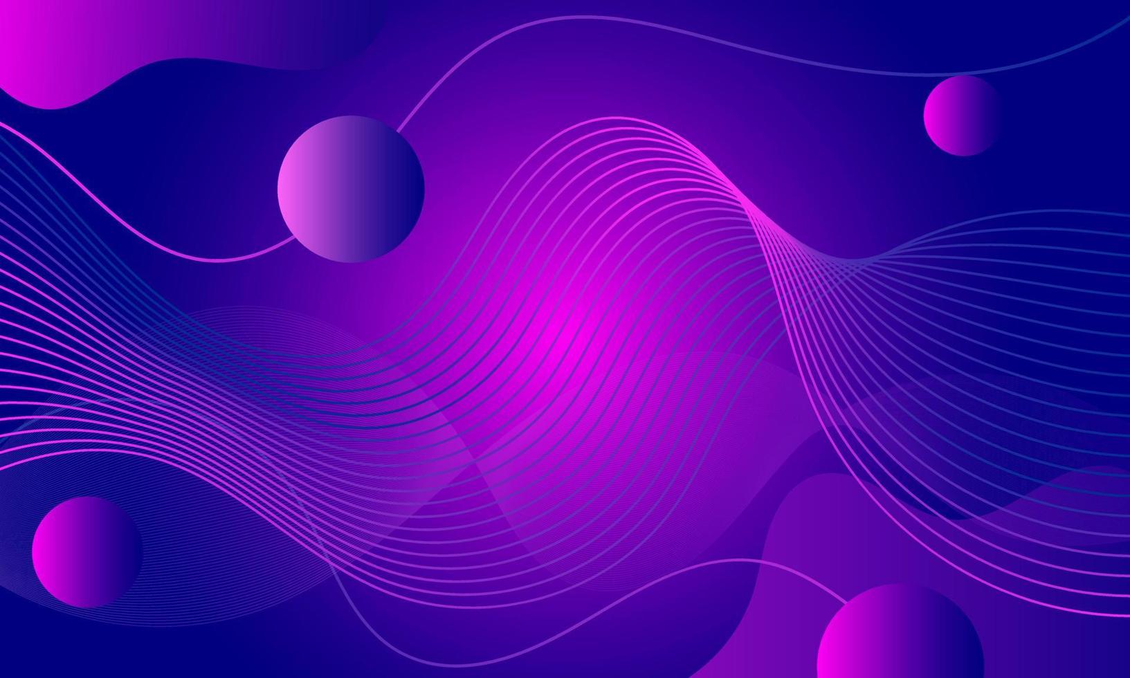 Vector abstract space background with waves, lines and spheres in a violet colors