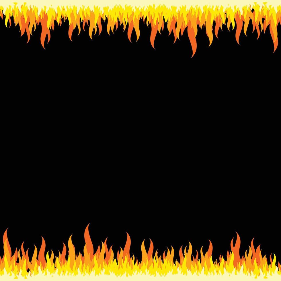 Flames Effect Boder, Frame with Black Background vector