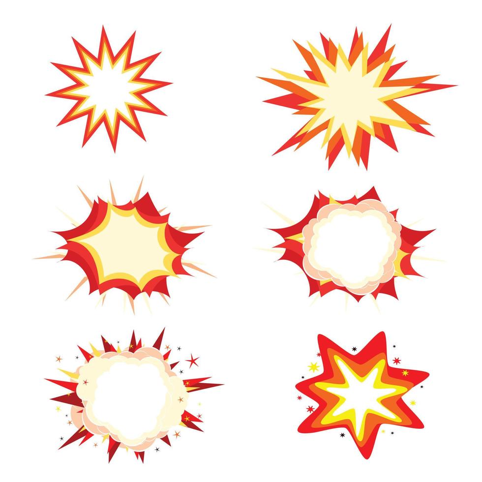 Set of Comic Style Explosion Bubbles on White Background vector