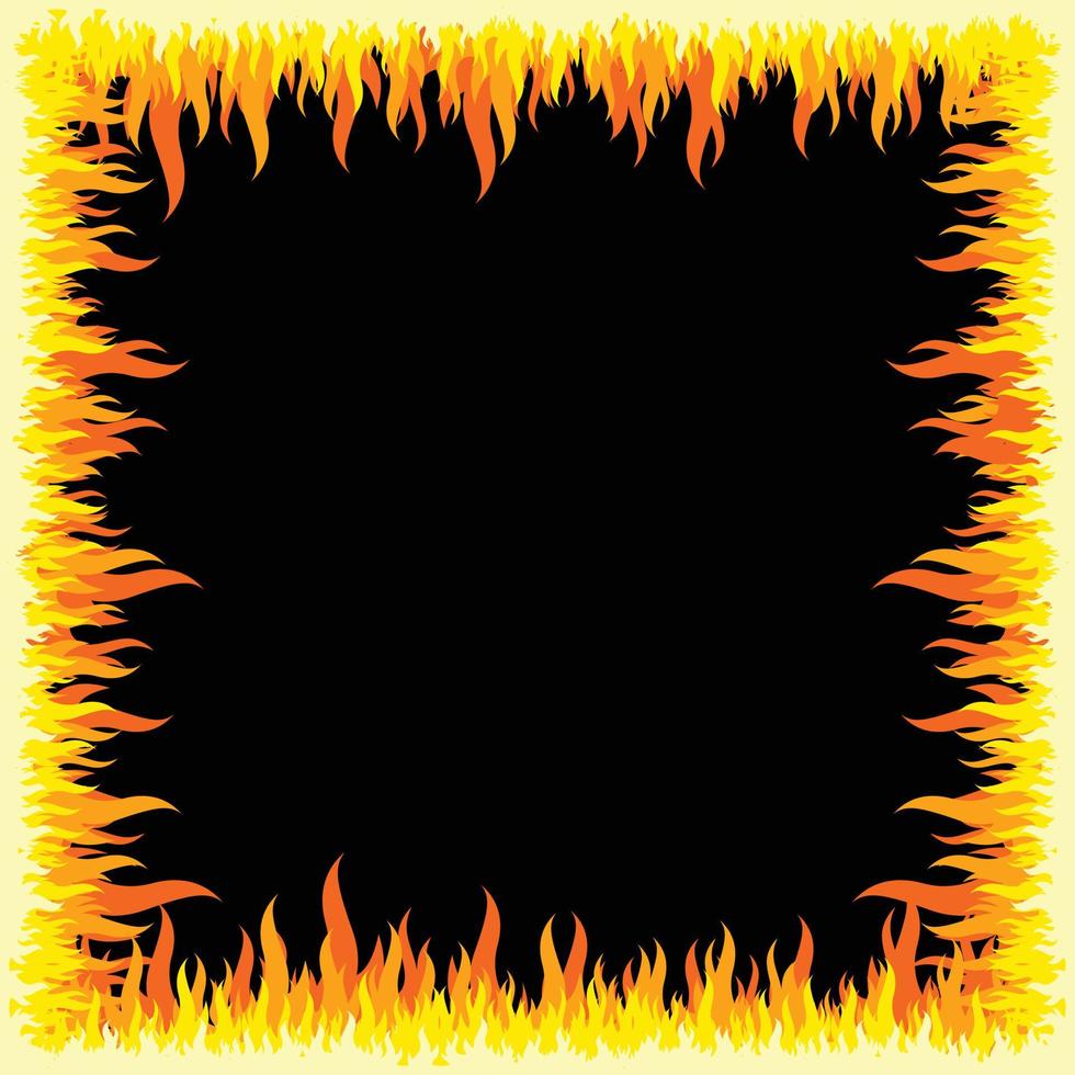 Flames Effect Boder, Frame with Black Background vector