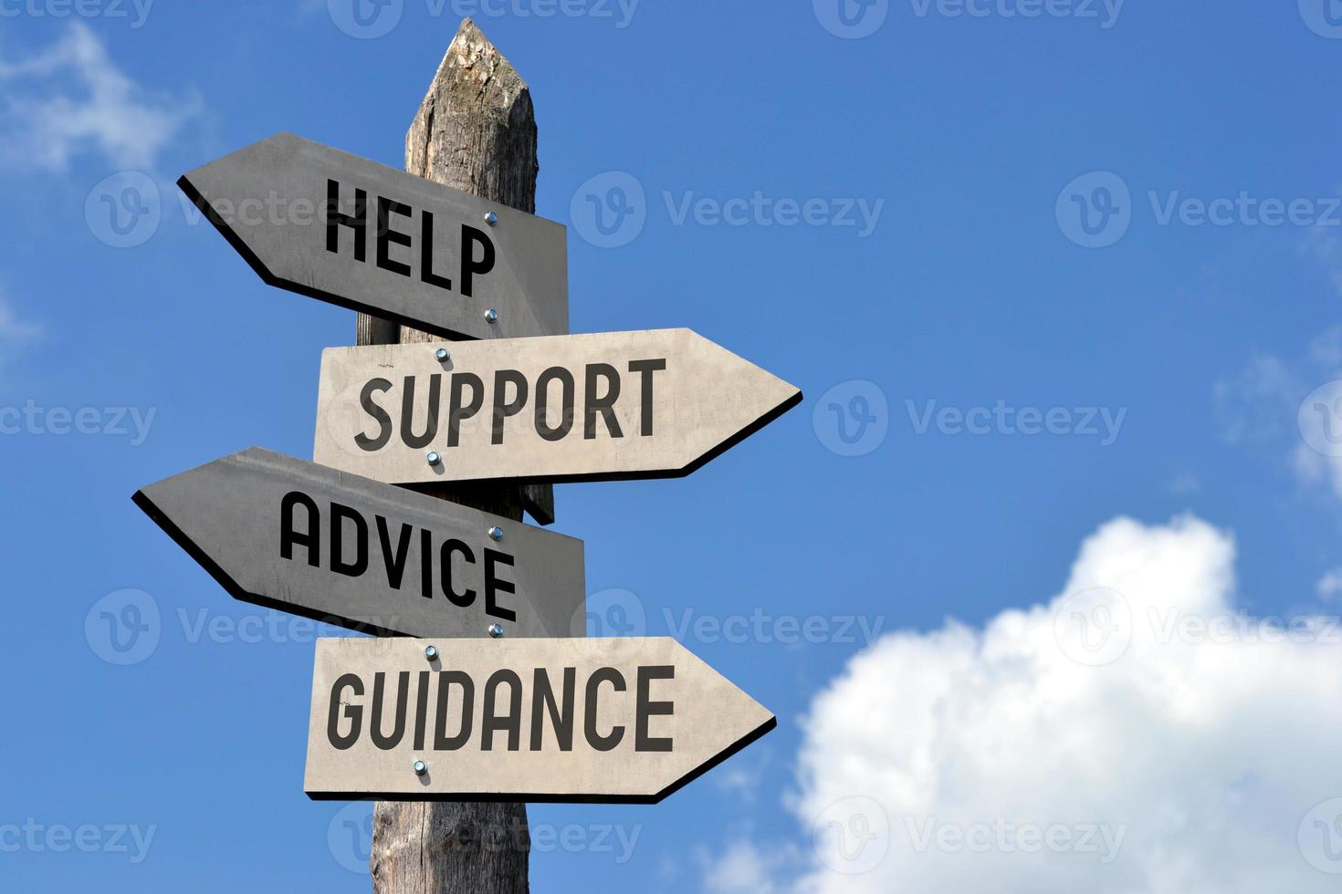 Help, Support, Advice, Guidance - Wooden Signpost photo