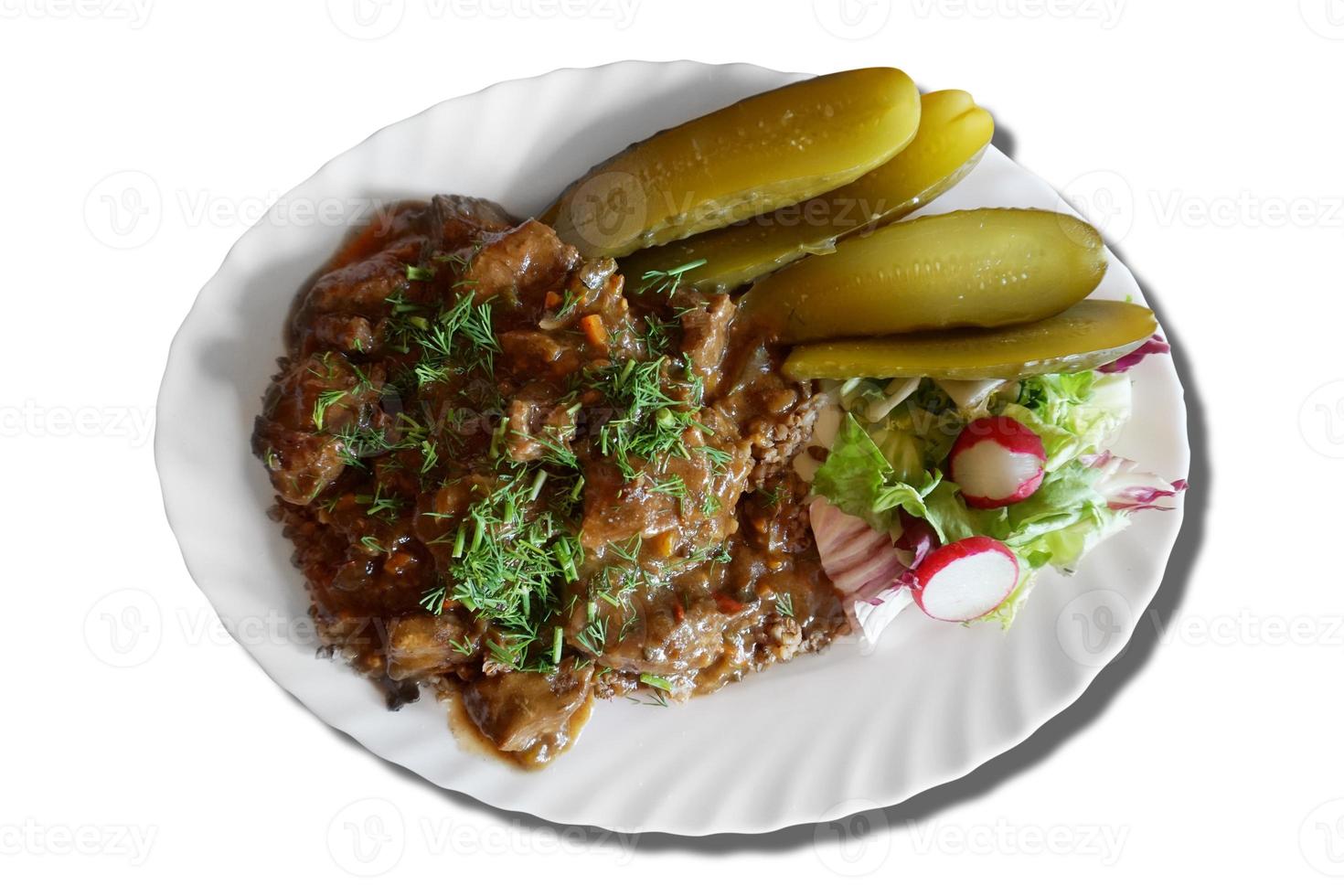 Goulash with Buckwheat and Pickles photo