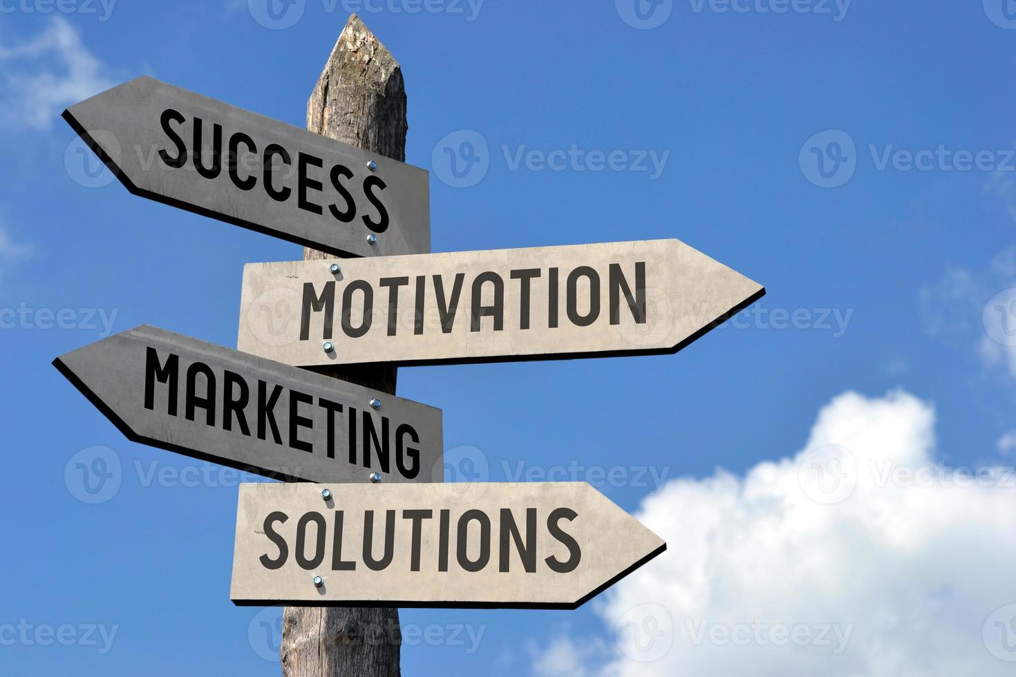 Success, Motivation, Marketing, Solutions - Wooden Signpost photo