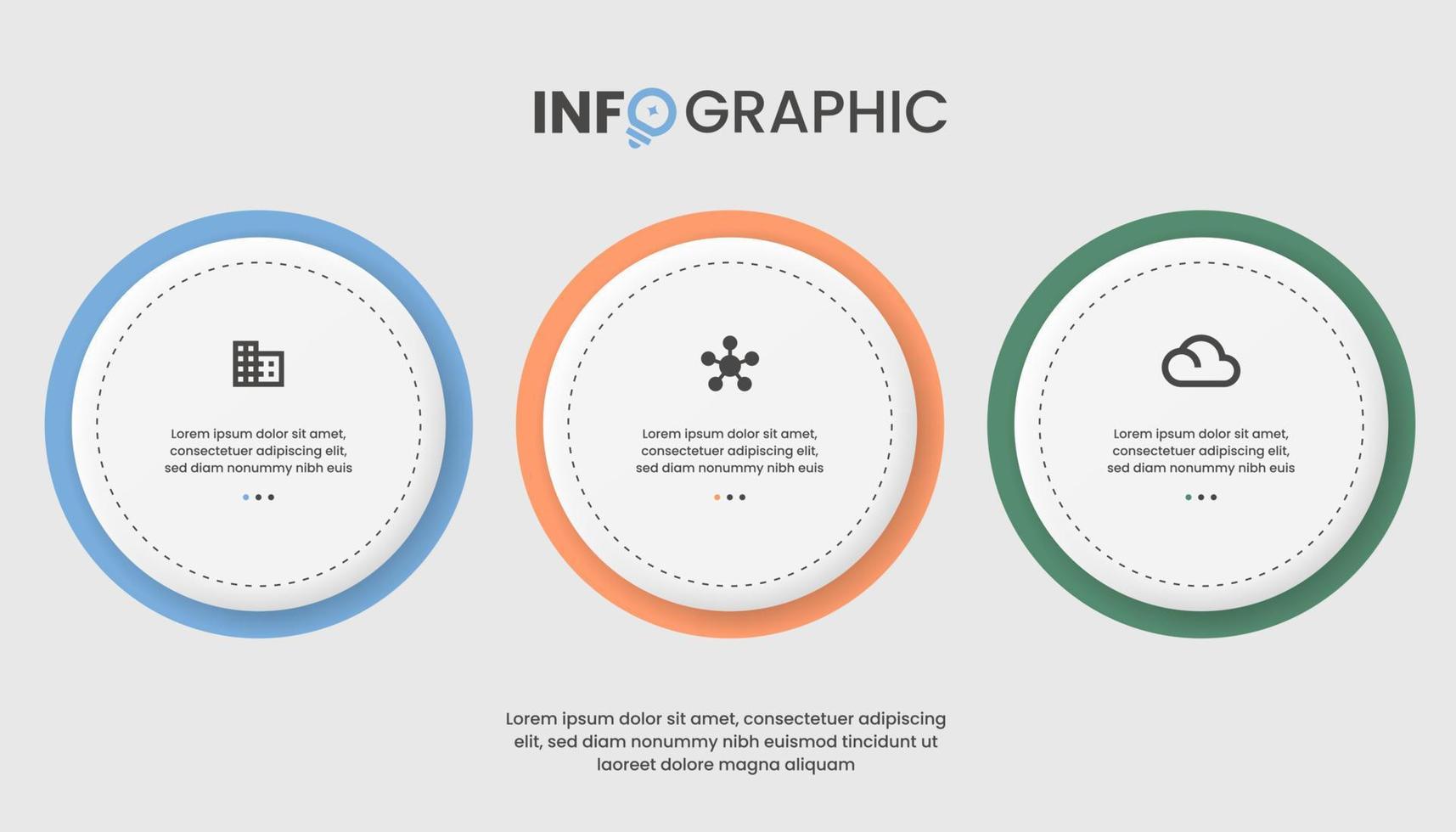 Infographic Design Template with 3 Options Places for Your Data Visualization vector