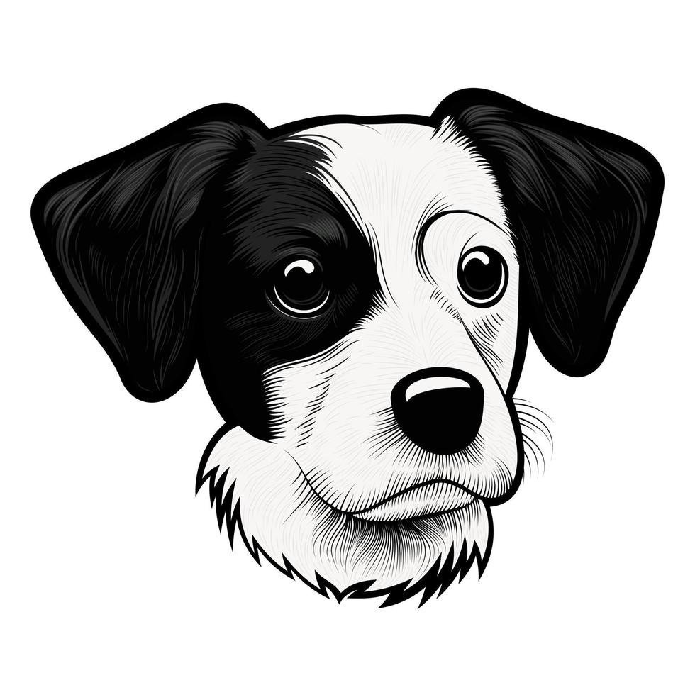Black and White Dog Portrait - Dog Face Illustration - Pet Illustration vector