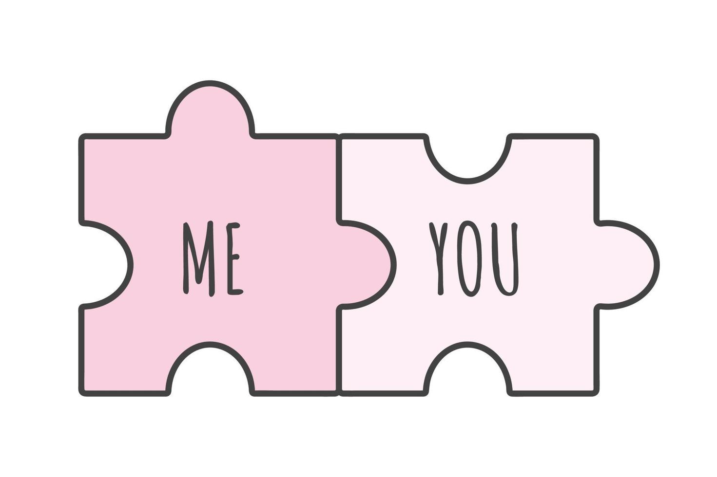 romantic puzzle, valentine's day design element, cartoon style vector