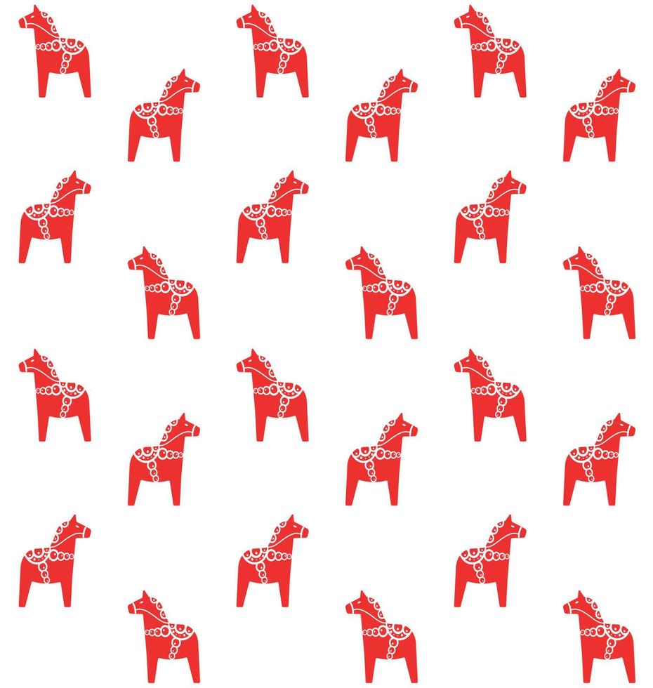 Vector seamless pattern of red dala horse