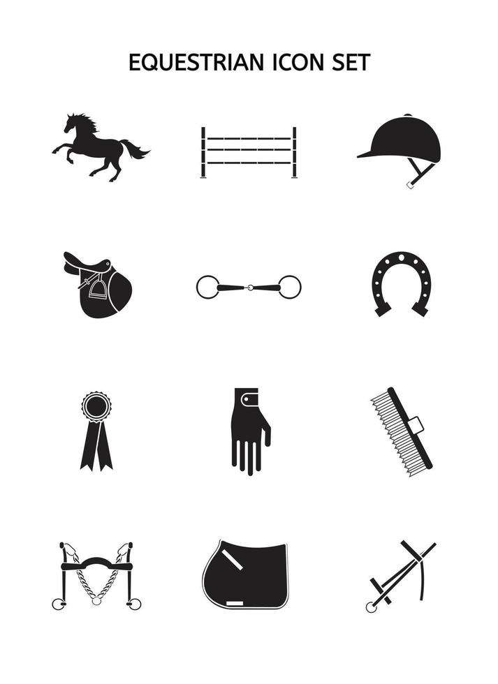 Vector set of horse equestrian equipment icon